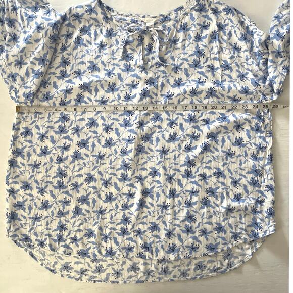 Caslon Floral Split Neck Blouse Womens Size 2X Drop Tail Hem Work Feminine Boho - Picture 9 of 13